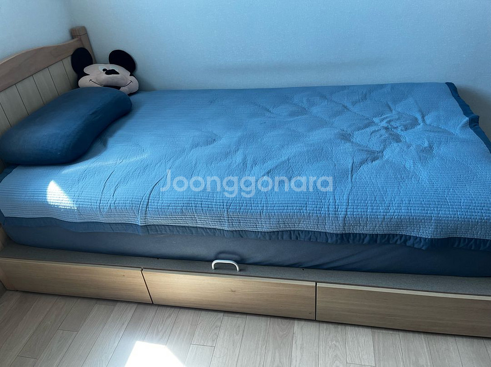 한샘 인테리어 원목 수납 슈퍼싱글 침대--1