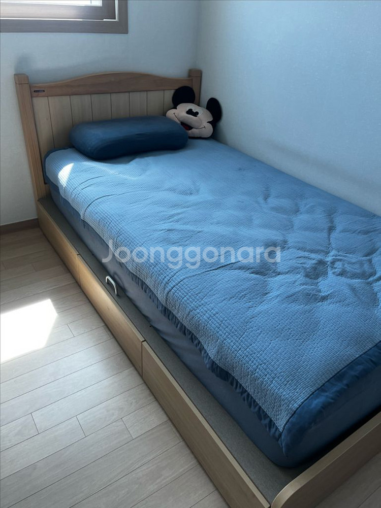 한샘 인테리어 원목 수납 슈퍼싱글 침대--0