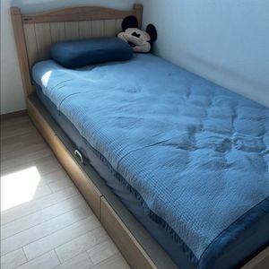 한샘 인테리어 원목 수납 슈퍼싱글 침대