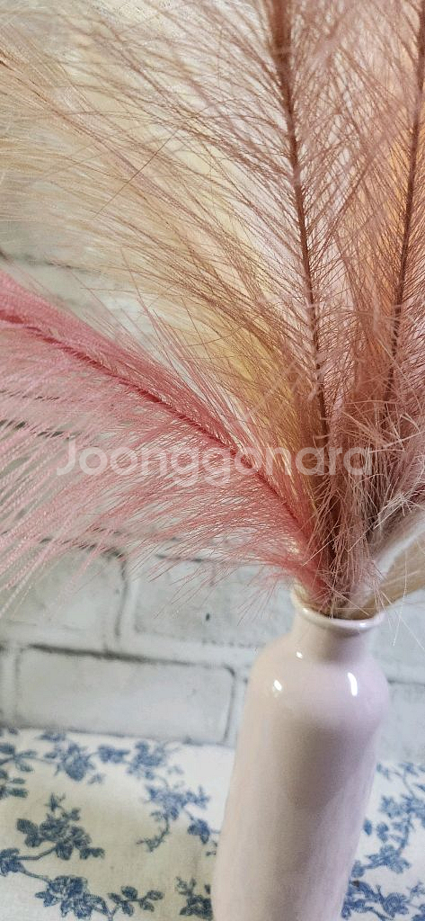 새상품)가을톤 풍성한 팜파스조화 도자기 화병--3