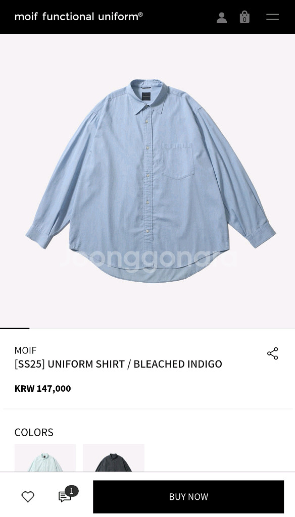 모이프 25SS 유니폼 셔츠 2사이즈--1