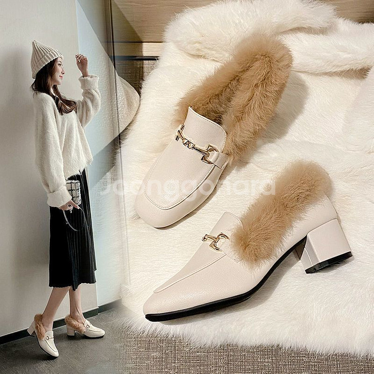 소가죽+토끼털 따스하고 발이 편안한 겨울 구두(새제품)--0