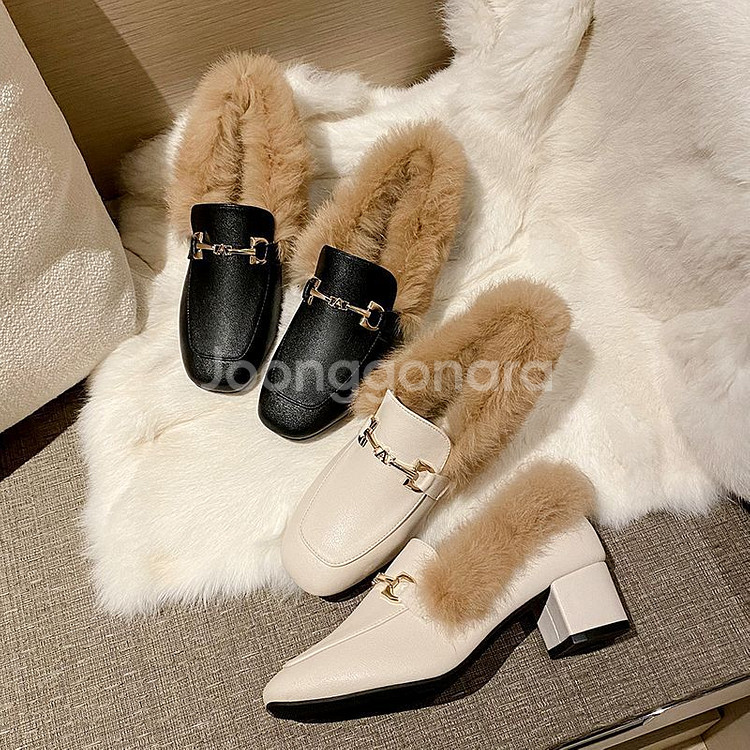 소가죽+토끼털 따스하고 발이 편안한 겨울 구두(새제품)--3