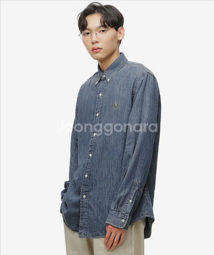 폴로 커스텀핏 데님셔츠 M--0