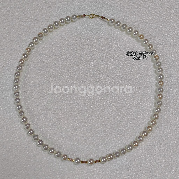 14K 천연 사파이어 아코야 퀄 진주 목걸이--0