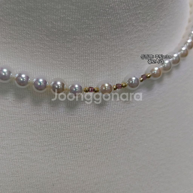 14K 천연 사파이어 아코야 퀄 진주 목걸이--3