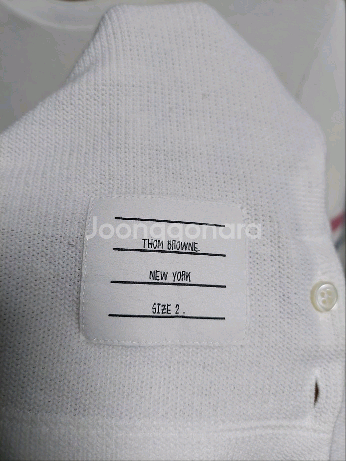 톰브라운 삼선 반팔 니트티 화이트 rwb--6
