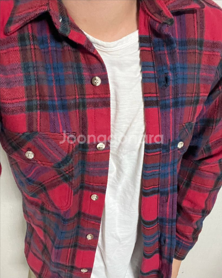 90s 멜튼 플란넬 체크 셔츠--2