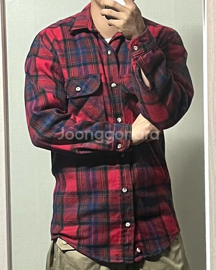 90s 멜튼 플란넬 체크 셔츠--1