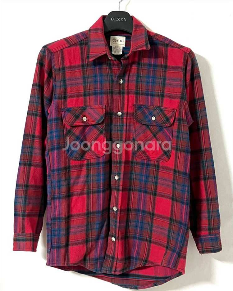 90s 멜튼 플란넬 체크 셔츠--3