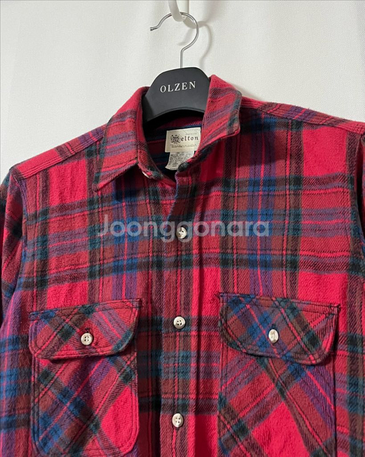 90s 멜튼 플란넬 체크 셔츠--5