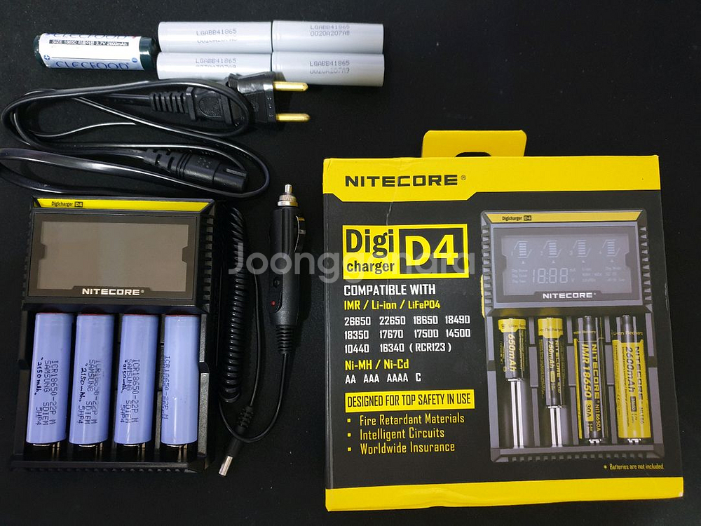 나이트코어D4충전기18650배터리9개삼성제트배터리3팩--0