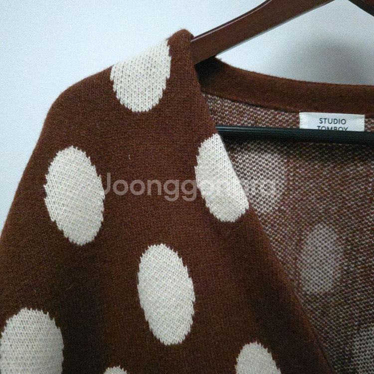 스튜디오 톰보이 물방울 브라운 가디건--2