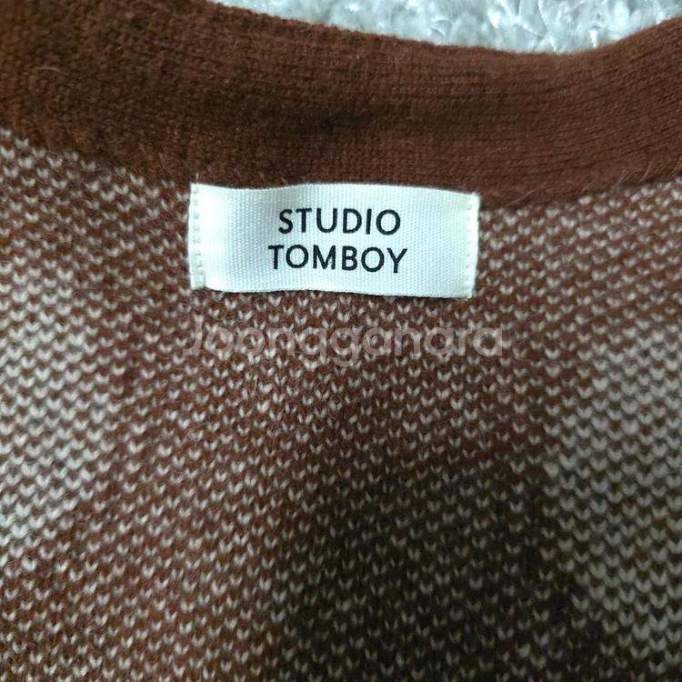 스튜디오 톰보이 물방울 브라운 가디건--5