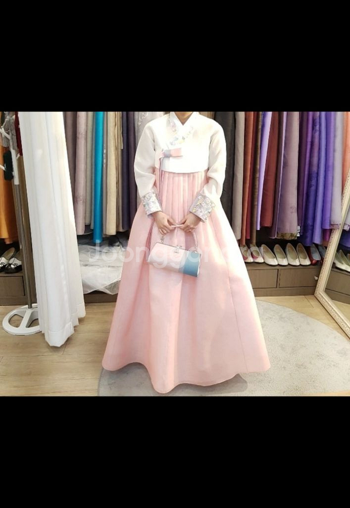 여성 분홍색 한복+가방+버선+신발--0