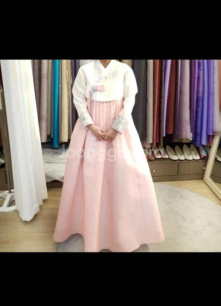 여성 분홍색 한복+가방+버선+신발--2