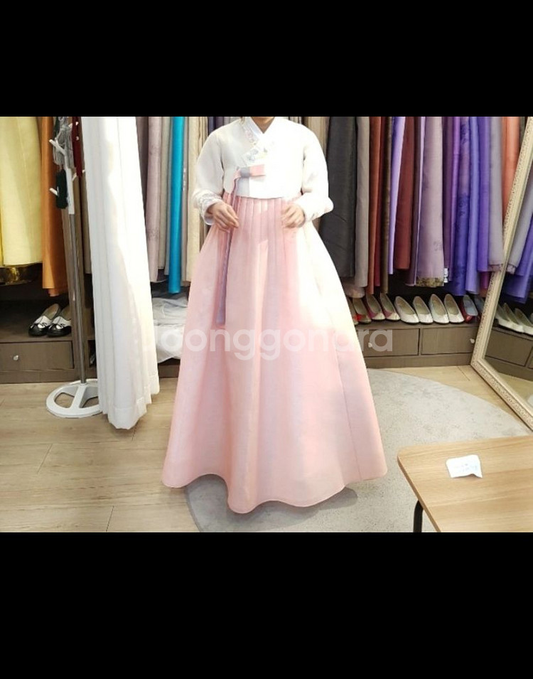 여성 분홍색 한복+가방+버선+신발--3