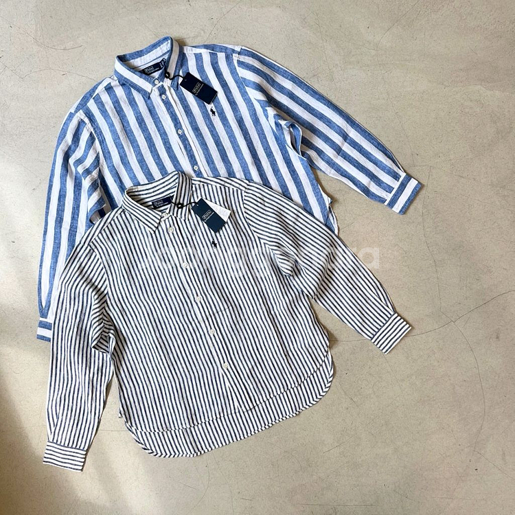 폴로 여성용 스트라이프 린넨셔츠--0