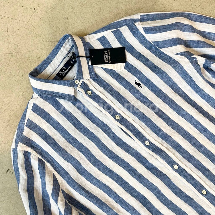 폴로 여성용 스트라이프 린넨셔츠--6