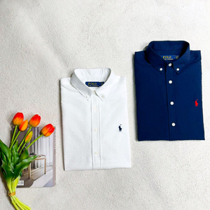 폴로 시어서커 무지 반팔셔츠