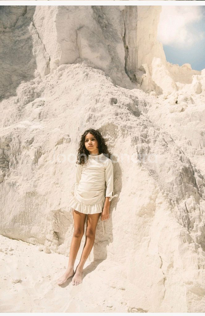 여아 셔링 수영복 크림--4