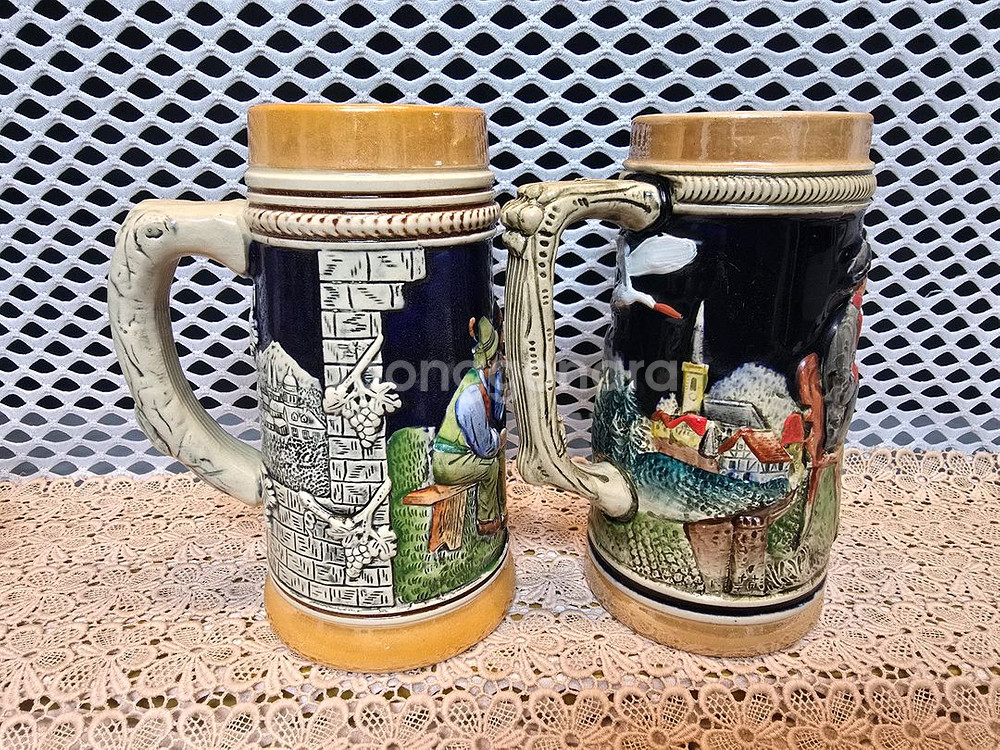 취미로 모은 독일 도자기 맥주컵 5점.미사용--3
