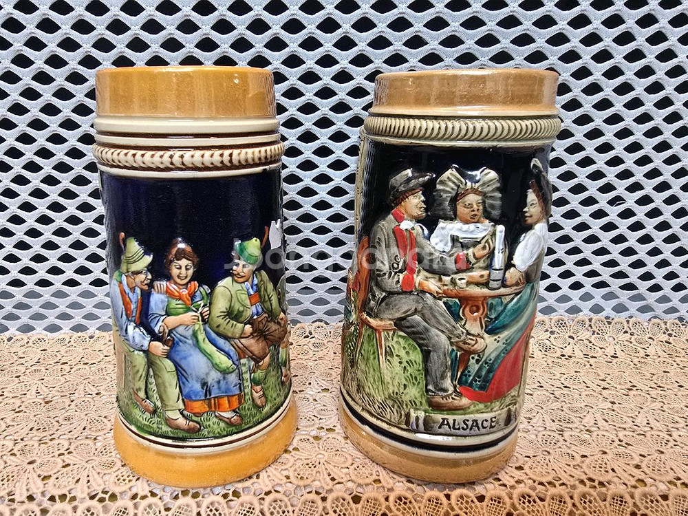 취미로 모은 독일 도자기 맥주컵 5점.미사용--2