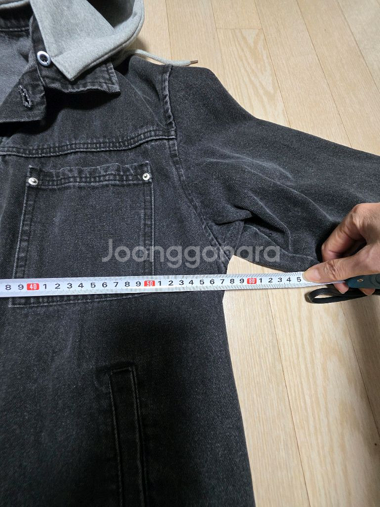 남성 후드탈부착 블랙 데님 자켓--7
