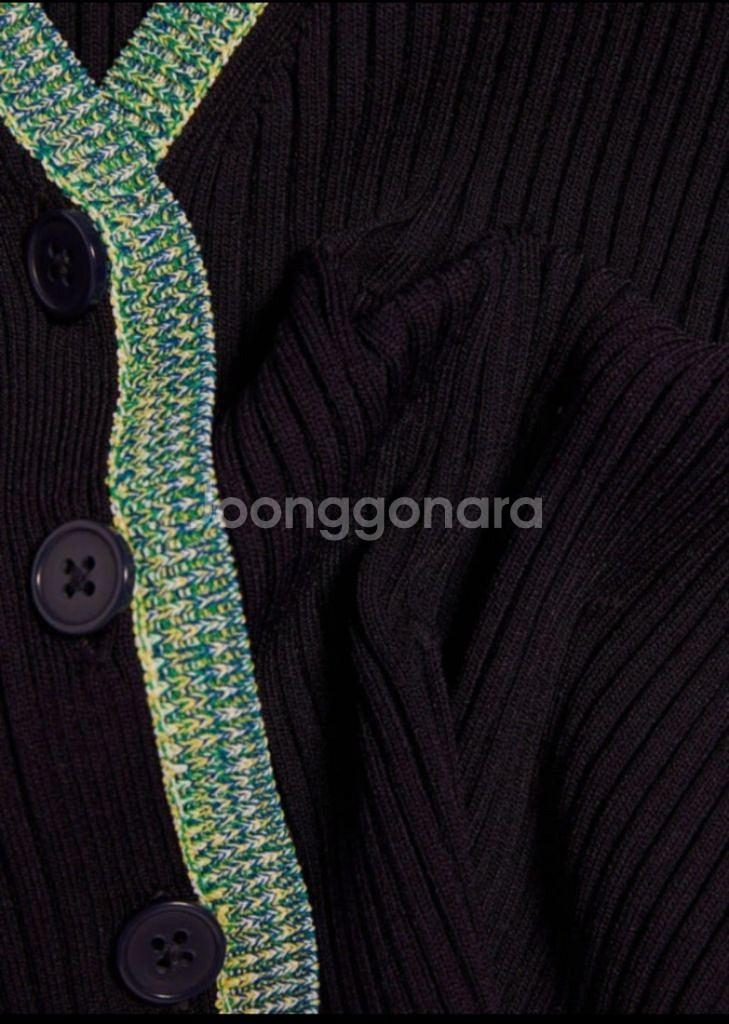 끌로디피에로 컨트라스트 리브 슬림핏 골지 가디건--2