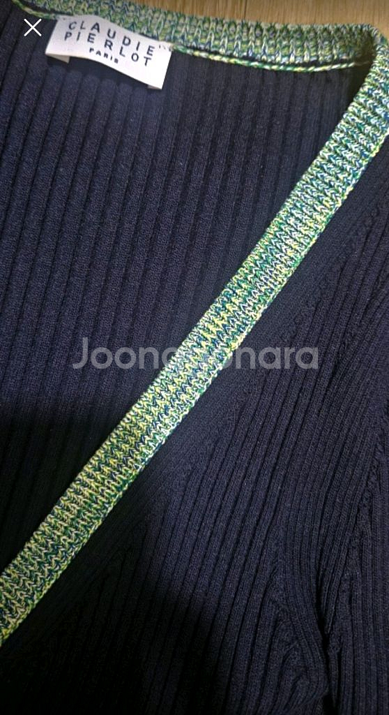 끌로디피에로 컨트라스트 리브 슬림핏 골지 가디건--4