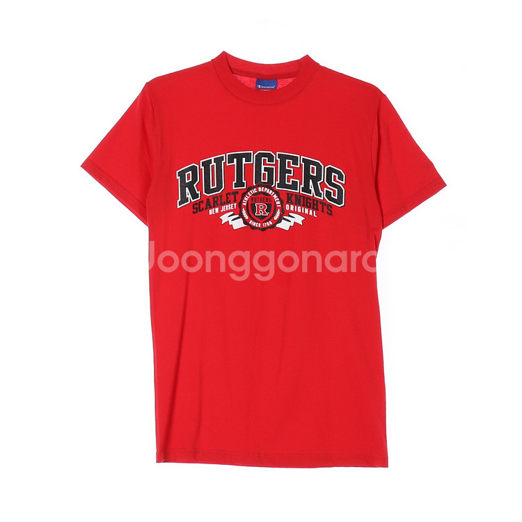 [S]챔피온 레드 RUTGERS 프린팅 반팔 티셔츠--0