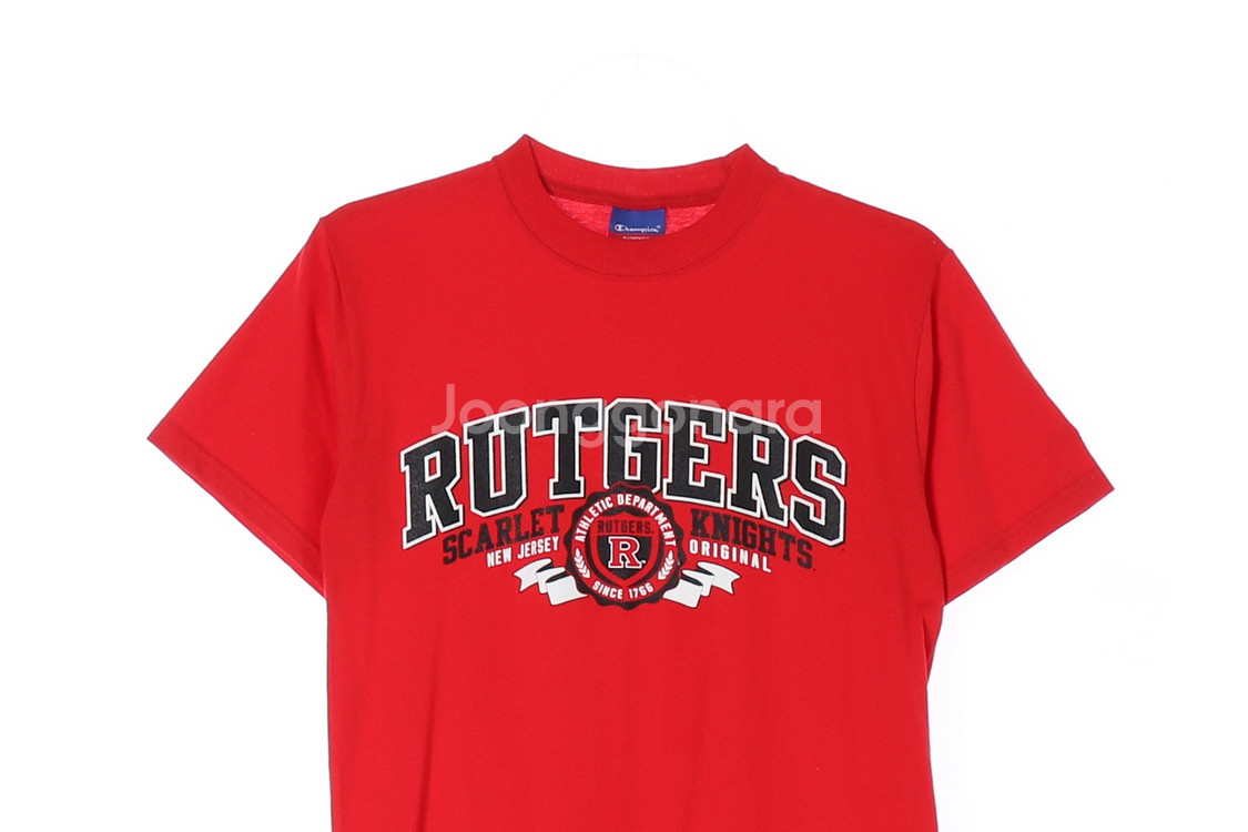 [S]챔피온 레드 RUTGERS 프린팅 반팔 티셔츠--1