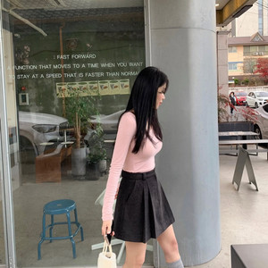 온트마켓 제작 핀턱 울 스커트 s