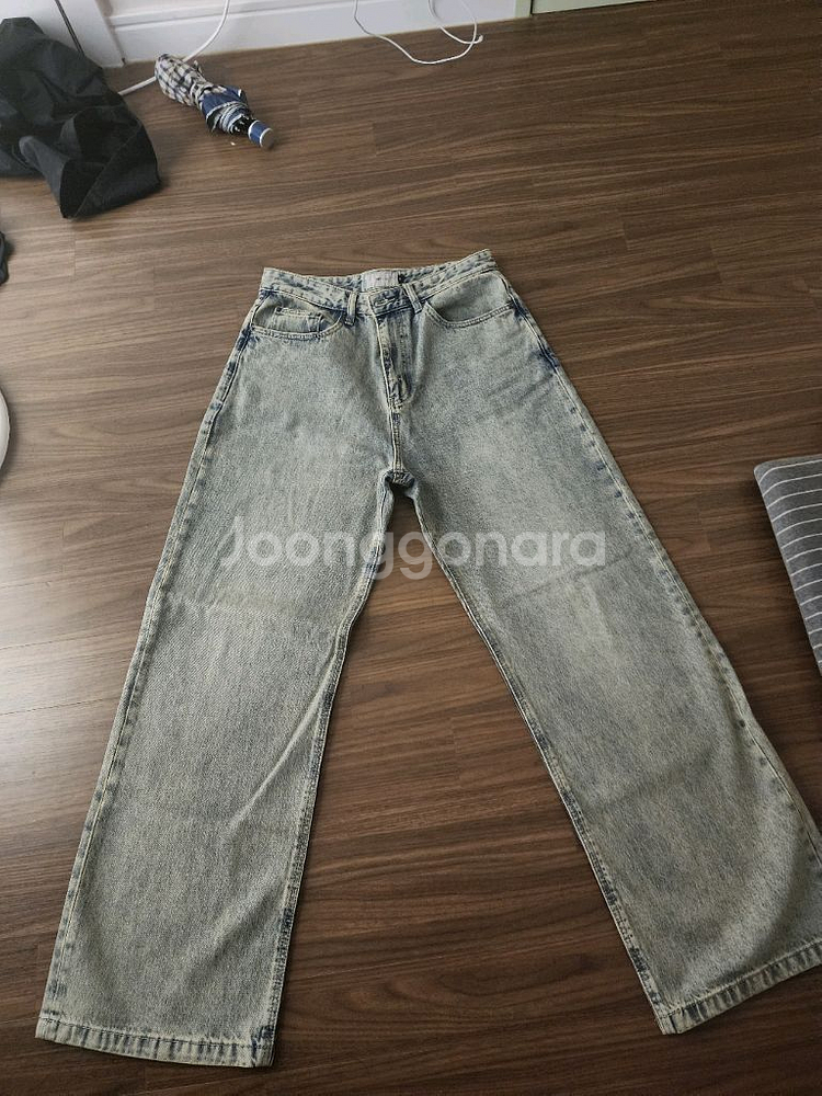 비긴202 와이드 세미 플레어 데님 딥 블루 2사이즈--1