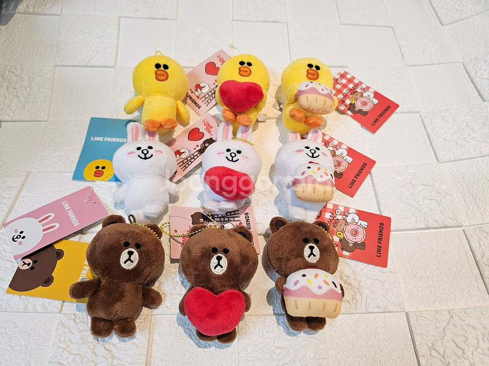 라인프렌즈 브라운 코니 샐리 키링 가방고리 인형 새거--1