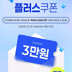 KT닷컴 플러스쿠폰 3만원권 KTshop 액세서리 할인