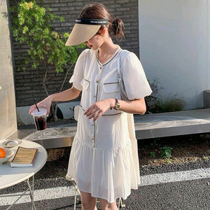 퍼프소매 미니 원피스