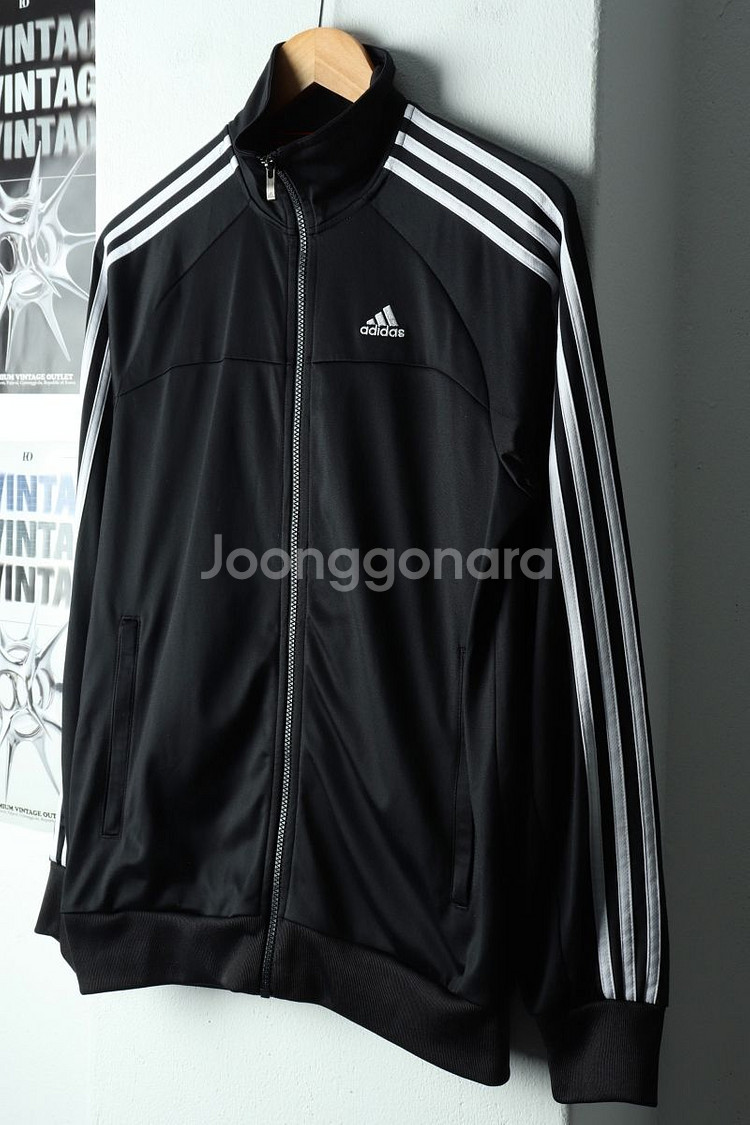 (M-L) 아디다스 집업져지 트랙탑 블랙 삼선 올드--0