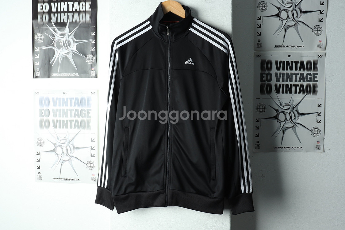 (M-L) 아디다스 집업져지 트랙탑 블랙 삼선 올드--1