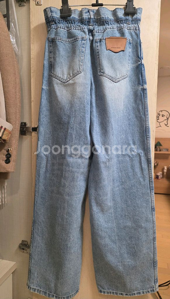 한섬 시스템 밴딩 와이드 데님 팬츠--1