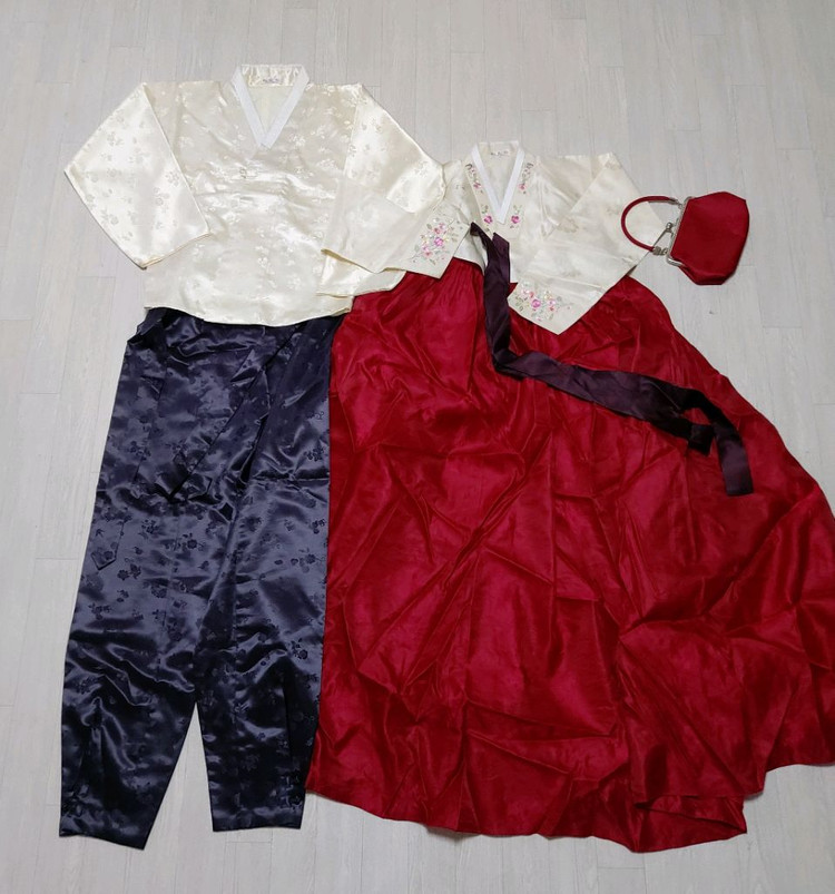 청담 반가의 신랑 신부 한복--1