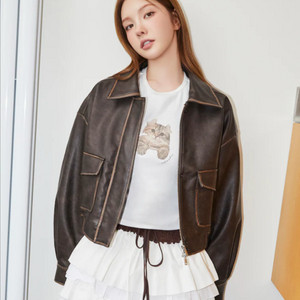 에잇세컨즈 빈티지 페이크 레더자켓 새상품