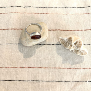 천연 호박 앰버 실버링 / 반지