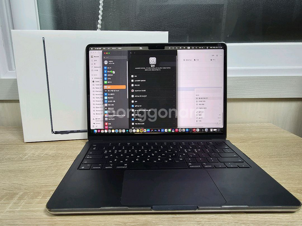 맥북에어 M2 16GB/512GB 풀박. 애플케어--0