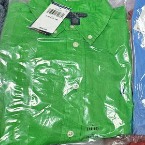 새상품. 폴로 보이즈 린넨 셔츠 그린 L 라지