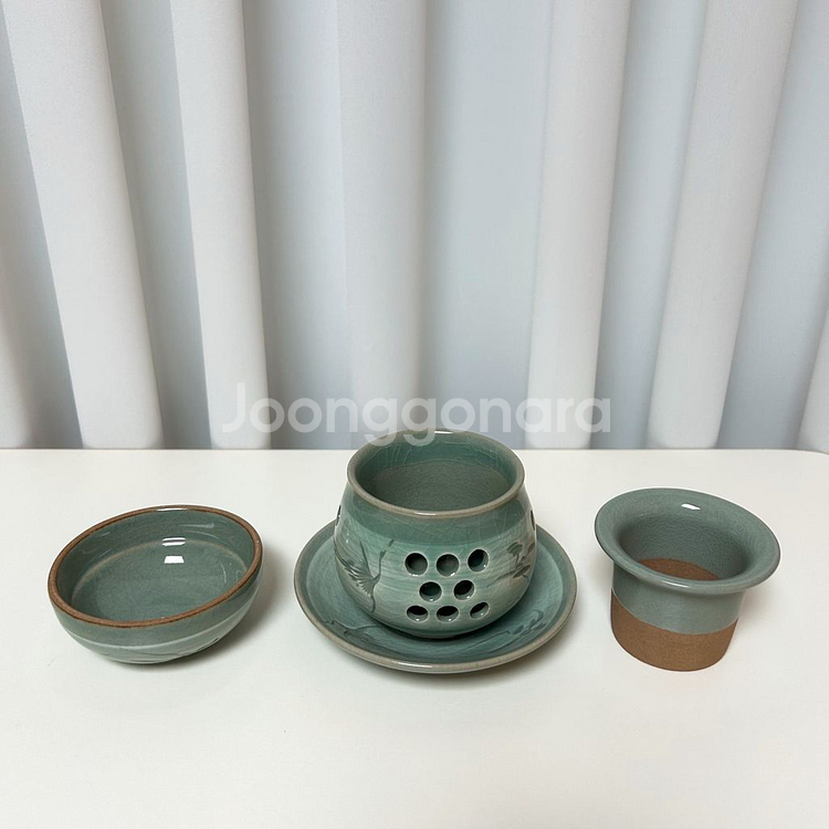 (새것)일본 헤치몬 이중투각 음각 다기잔 2p세트--2