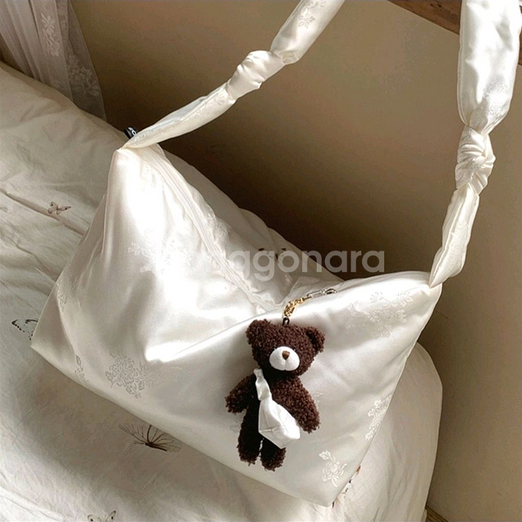 힙서리 한복 양단 원단 크로스백 아이보리 여행보조가방--0