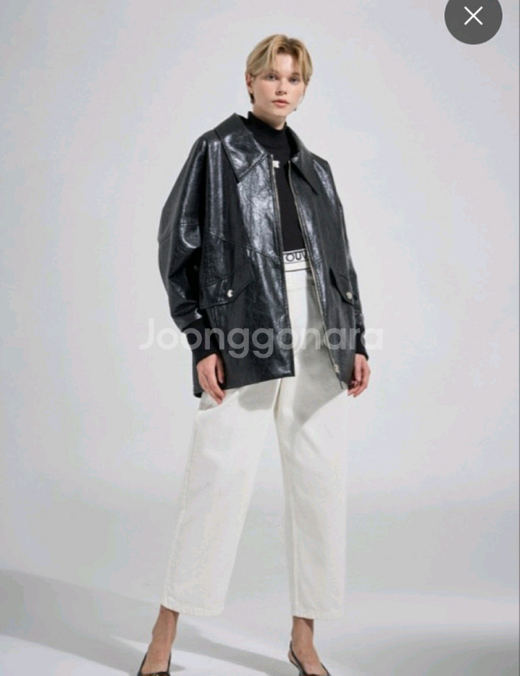 시스템 레더 페이크 자켓--0