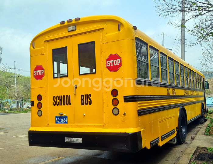 미국 스쿨버스 블루버드 중고버스, 캠핑카, 카페용--4
