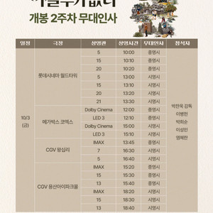어쩔수가없다 무대인사 10/3 월드타워 1석 정가(E)